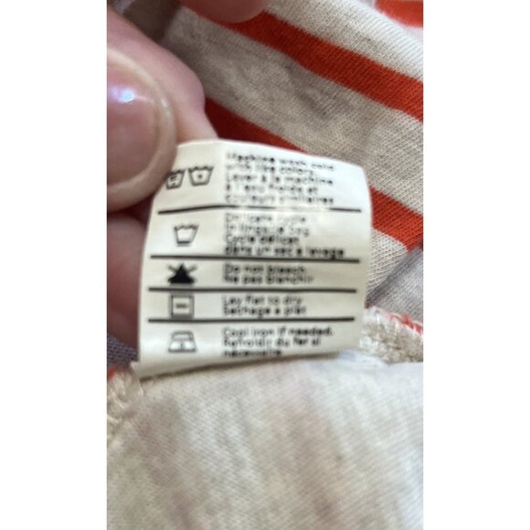 DEMYLEE Women’s Orange White Striped Side Slit Maxi Tshirt Cover Up Dress Sz L - Picture 9 of 11